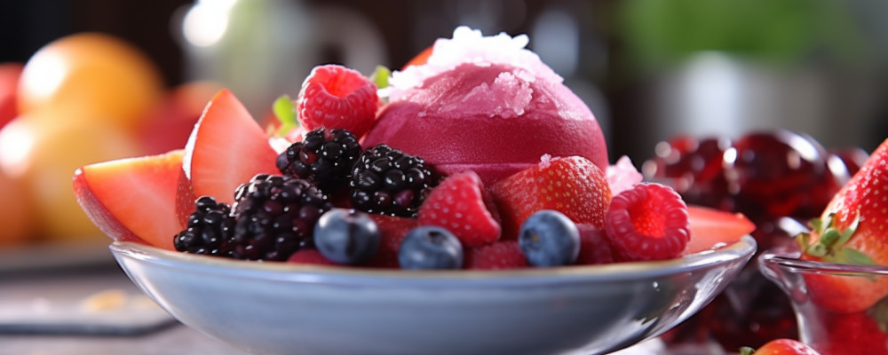 Sorbet with fresh summer fruits